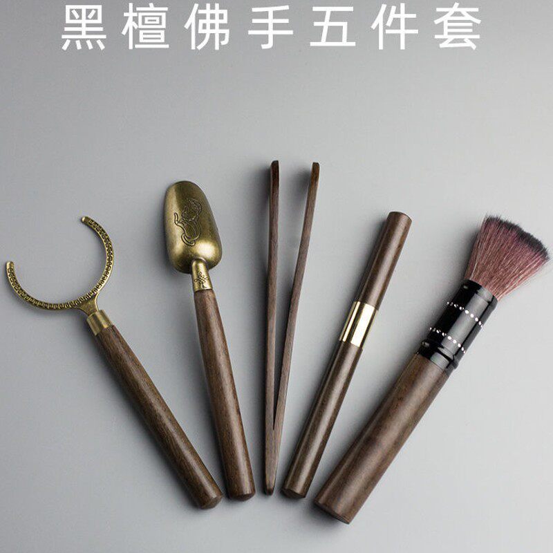 速发铜件茶道针君子散件功夫茶具茶茶配件黑檀木茶夹茶刀茶勺茶六