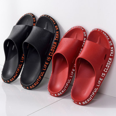 网红Summer Women Men Slippers Beach Slide Sandals Cute Words