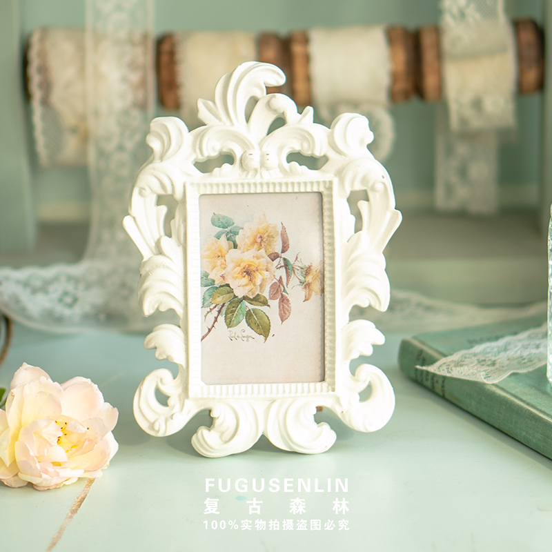 速发复古森欧林浮式树脂镂空法雕小相框架影楼婚庆家居装饰摆件道