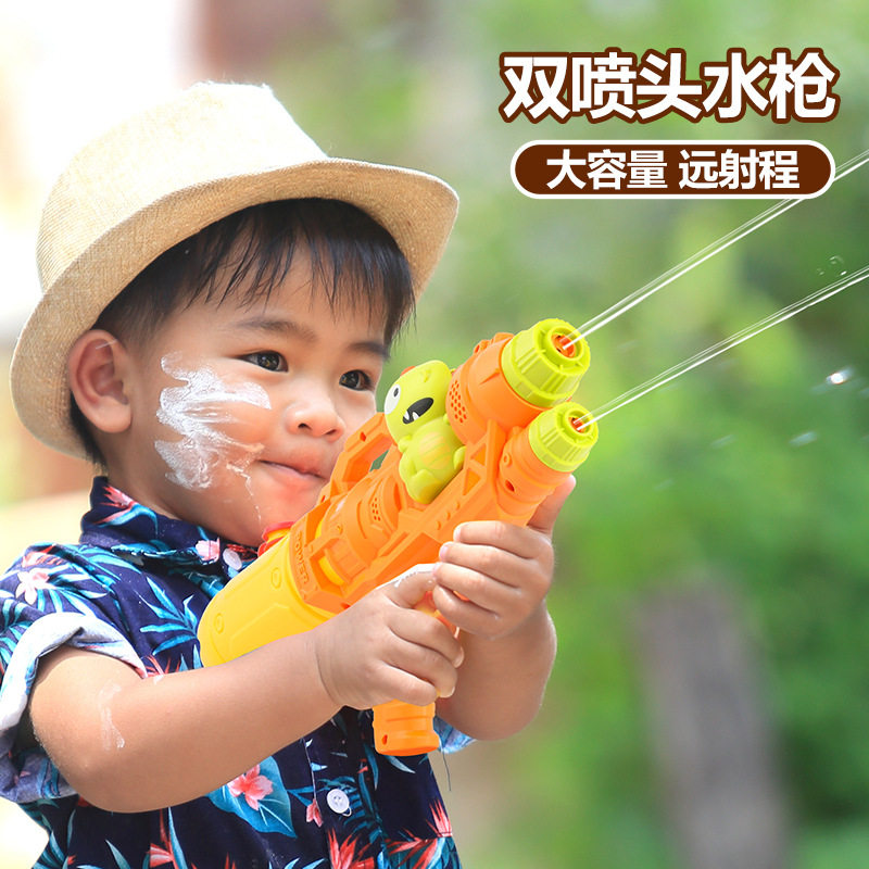 速发儿童恐龙水枪玩具仗双喷头喷水鸭子滋水大枪号打水单神器