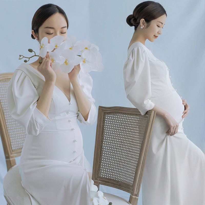 速发新款孕妇照影期装韩式唯色拖尾礼服影楼孕服拍艺术摄服装