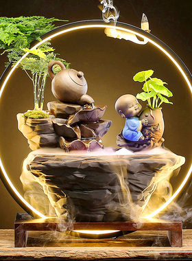 速发流流摆件创意茶壶炉圈倒水香灯茶宠招财客厅店铺桌面摆设开业