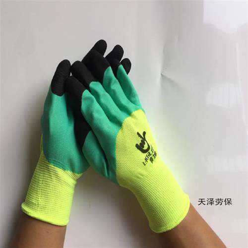 现货速发鲁坤耐磨透气劳保手套浸胶发泡加强指透气王兴达登升胶皮