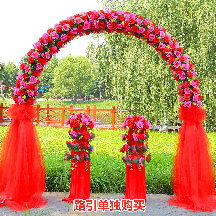 现货速发婚庆花门绢花拱门结婚心形花门店庆成品花门拱门开业庆典
