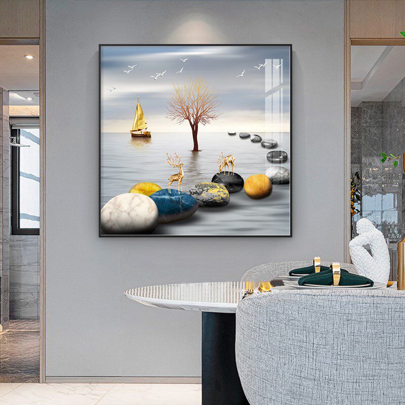 现货速发轻奢客厅装饰画单幅简约饭厅挂画方的进门玄关墙面壁画招