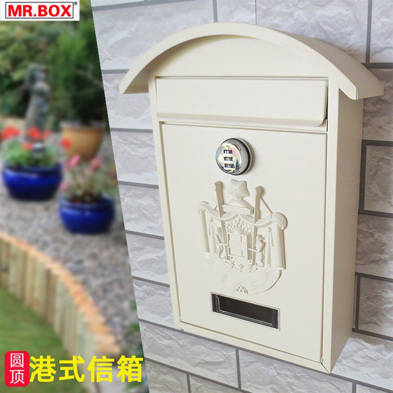 现货速发新款港式邮筒家用信报箱欧式信箱户外防雨挂墙防锈贵族图
