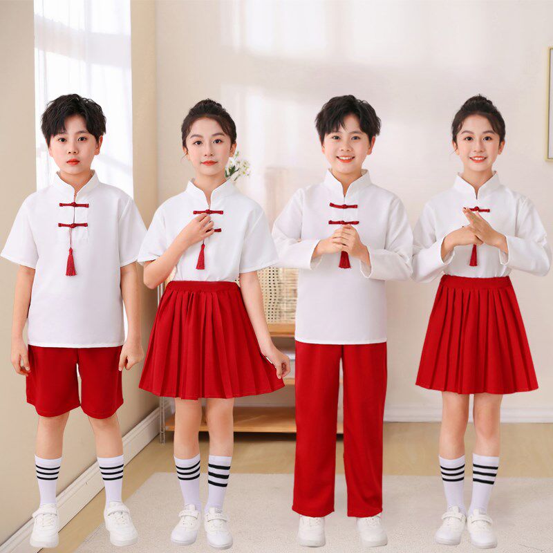 现货速发六一小学生演出服装中国风表演服男合唱服幼儿园童班服朗
