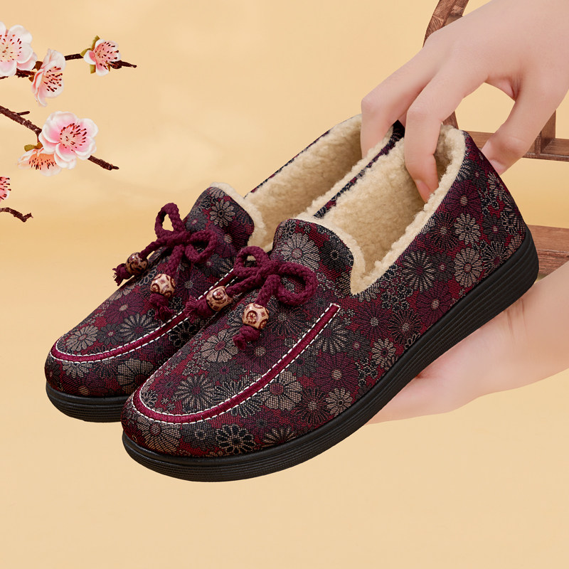 老北京布鞋女秋冬加绒加厚防滑保暖中老年豆豆棉鞋妈妈百搭毛毛鞋,女鞋,棉鞋,淘宝优惠券,粉丝福利购,淘宝优惠卷