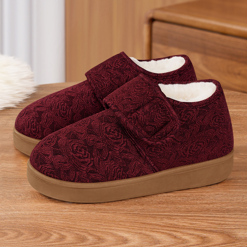 棉拖鞋女冬季加绒防滑保暖妈妈鞋包跟外穿中老年魔术贴老人棉鞋,居家布艺,居家棉拖/棉鞋,淘宝优惠券,粉丝福利购,淘宝优惠卷