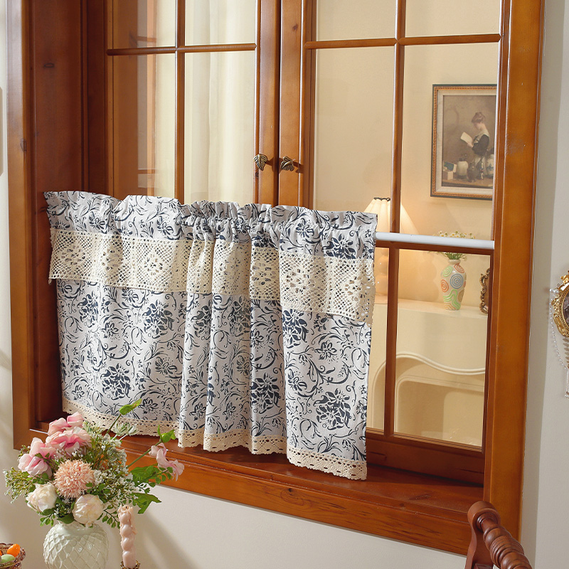 日式门帘棉麻家用客厅短帘隔断帘免打孔撑杆布帘厨房卧室阳台遮光