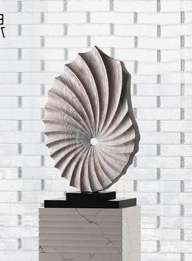 样板房抽象木雕竖高玄关装饰摆件客厅电视柜实木艺术雕塑软装饰品