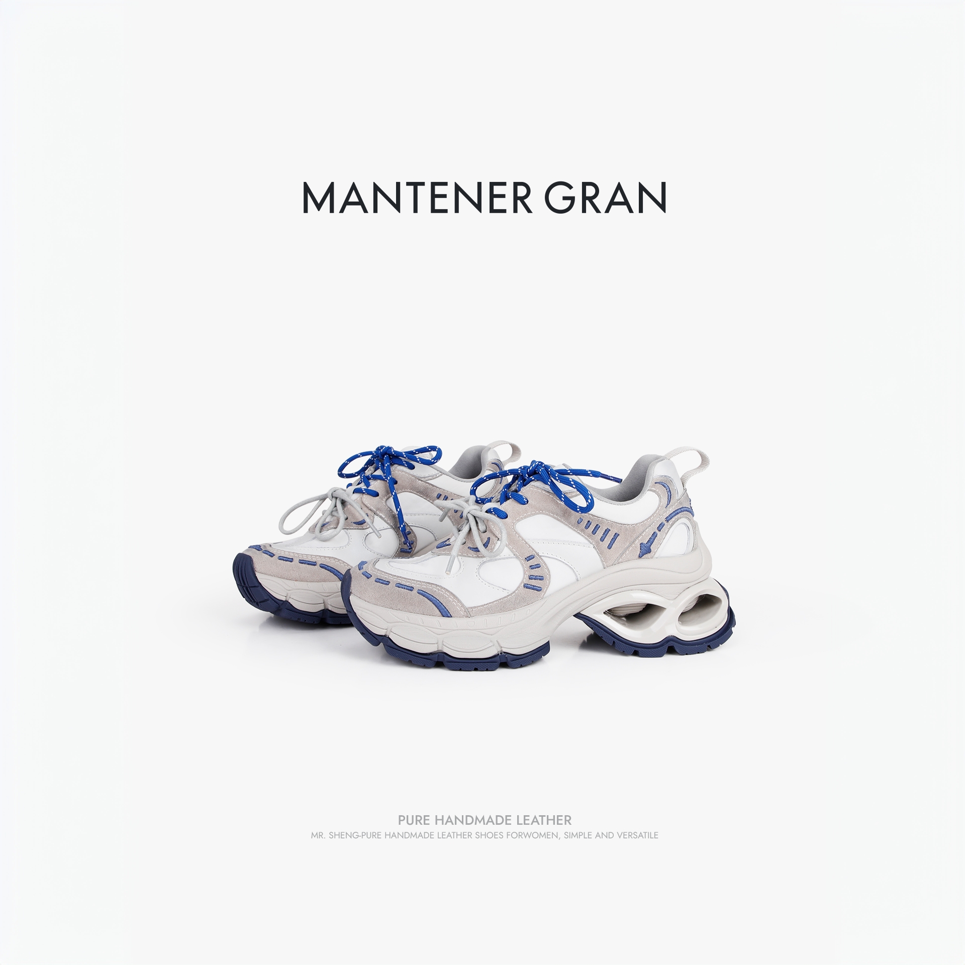 MantenerGran6.5CM厚底运动休闲鞋女双色鞋带百搭老爹鞋 MG女鞋