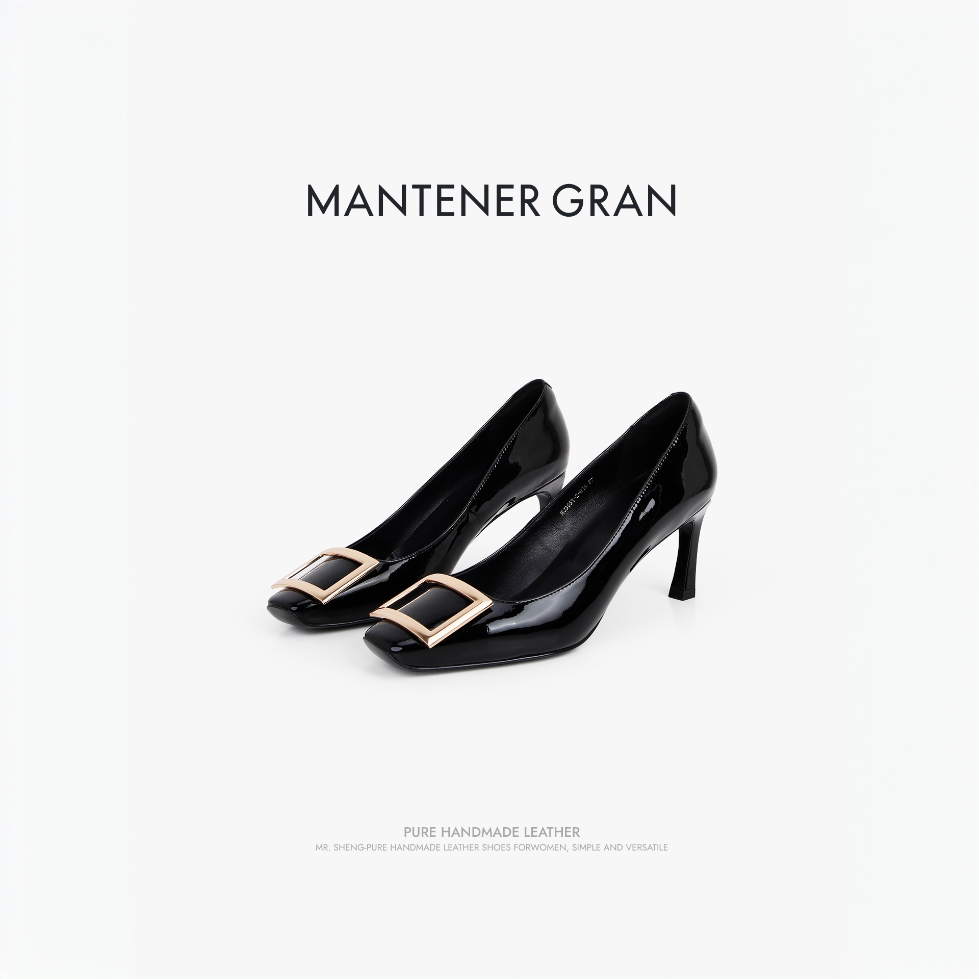 MantenerGran7CM方扣浅口裸色高跟鞋女气质真皮女士单鞋 MG女鞋