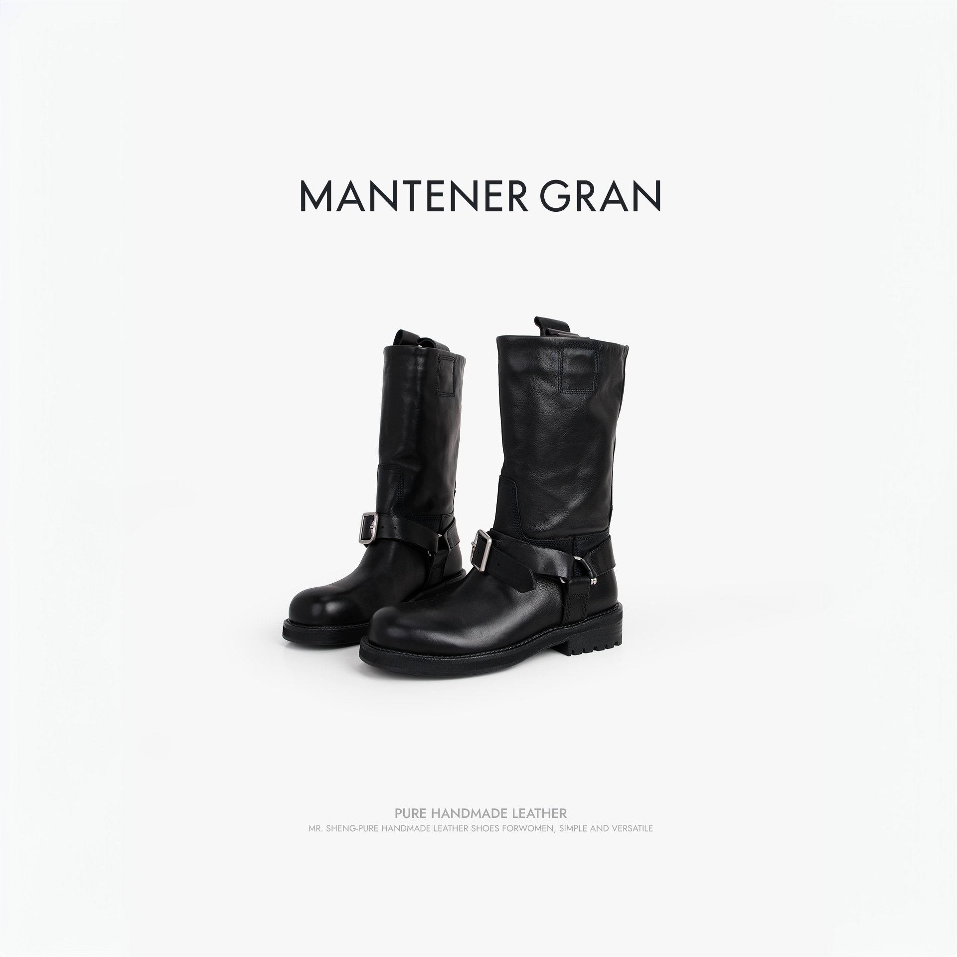 MantenerGran头层牛皮时装靴