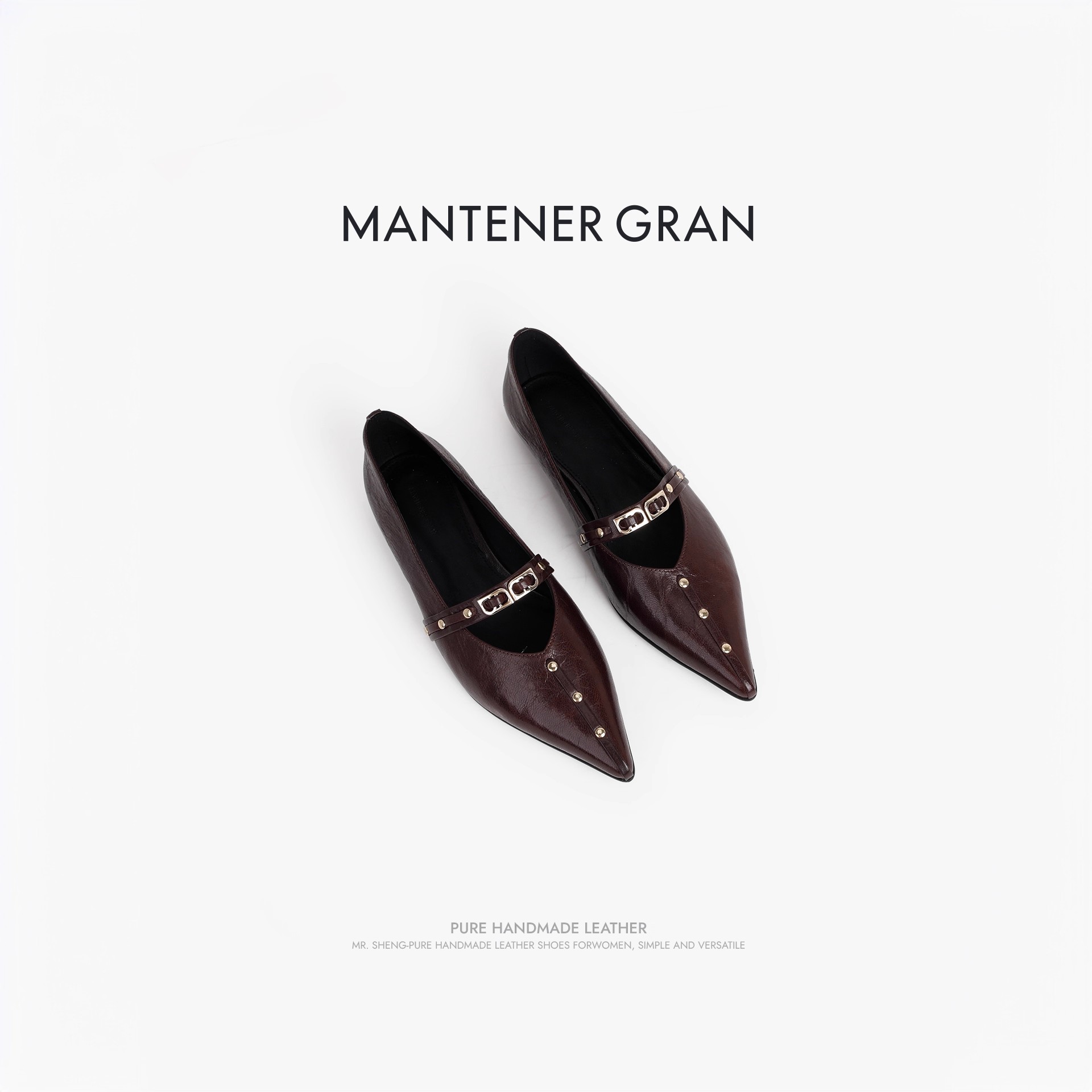 胡可X MantenerGran设计感小众玛丽珍鞋女浅口尖头羊皮单鞋MG女鞋