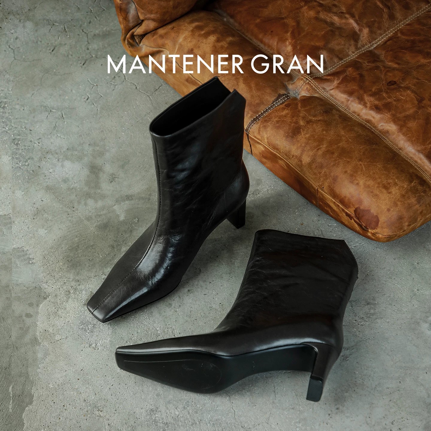 MantenerGran6.8CM粗高跟靴子女款2026新款羊皮内里瘦瘦靴 MG女鞋图片