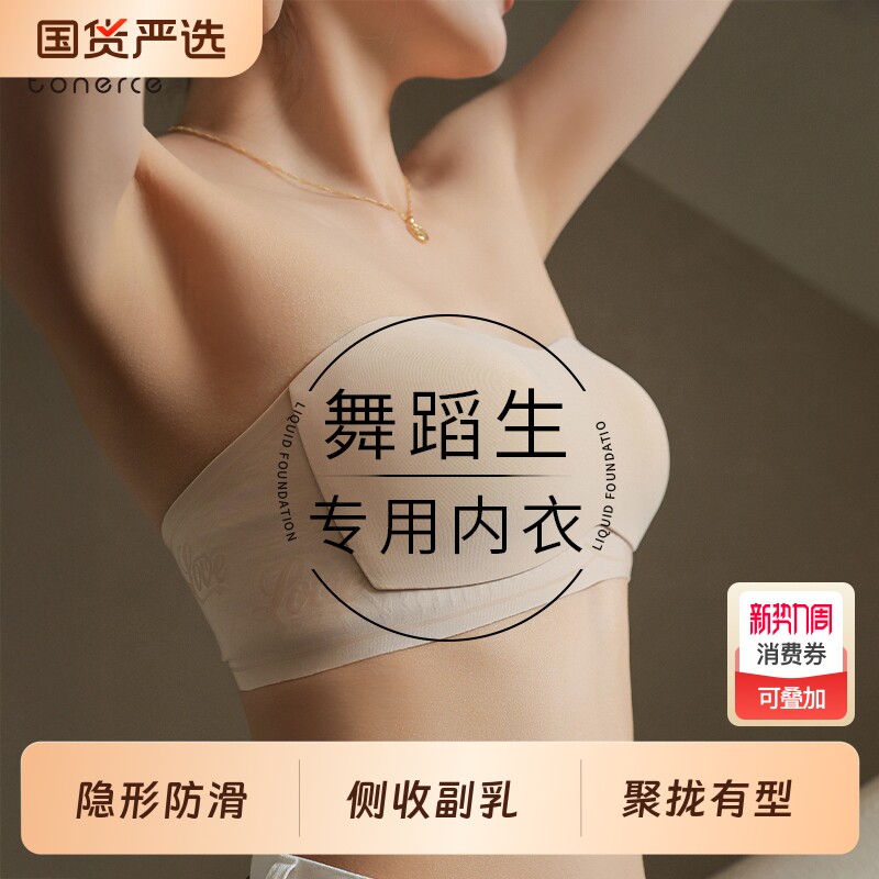 无肩带抹胸内衣女聚拢防滑防走光小胸无痕隐形美背文裹胸夏季薄款