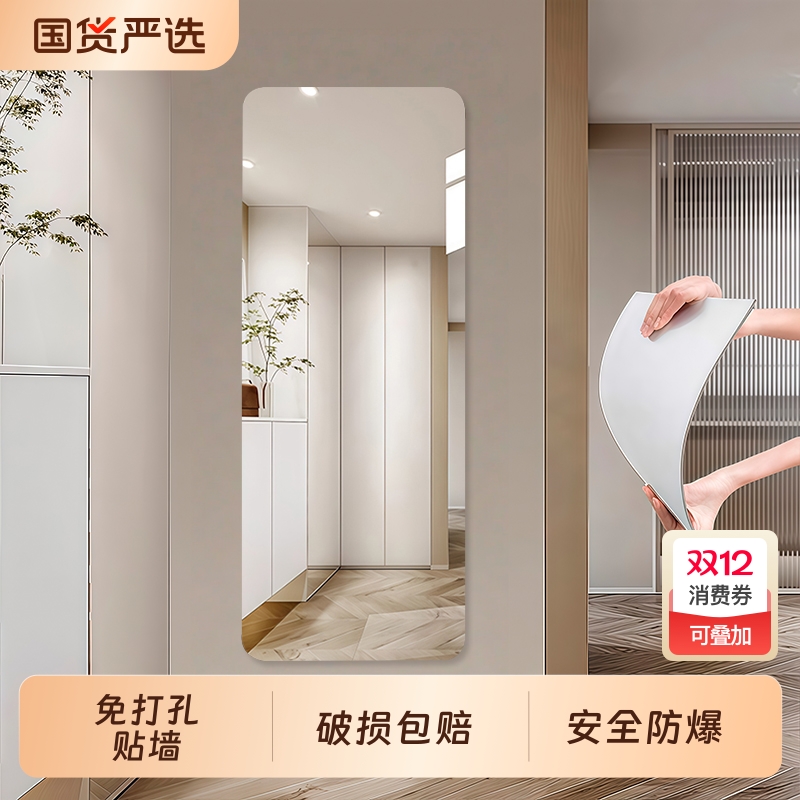 免打孔贴墙自粘衣柜浴室穿衣镜