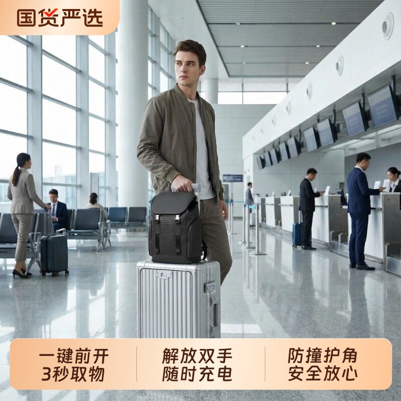 铝框电脑拉杆箱万向轮行李箱登机旅行箱20寸前开盖短途出行多功能