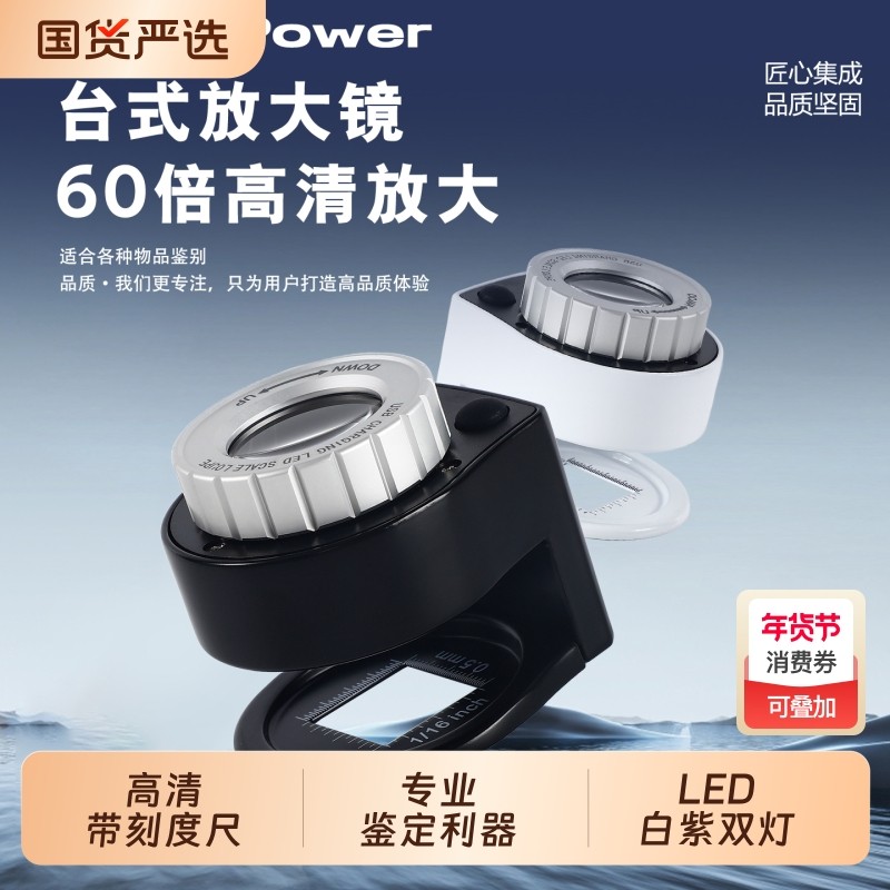 放大镜带灯刻度充电高清邮票钱币鉴定专用纺织印刷专业照布密度镜新春