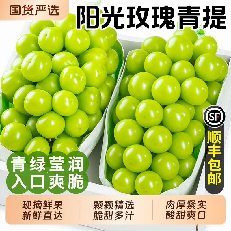 正宗阳光玫瑰葡萄顺丰新鲜水果晴王无籽香印提子青提当季整箱包邮