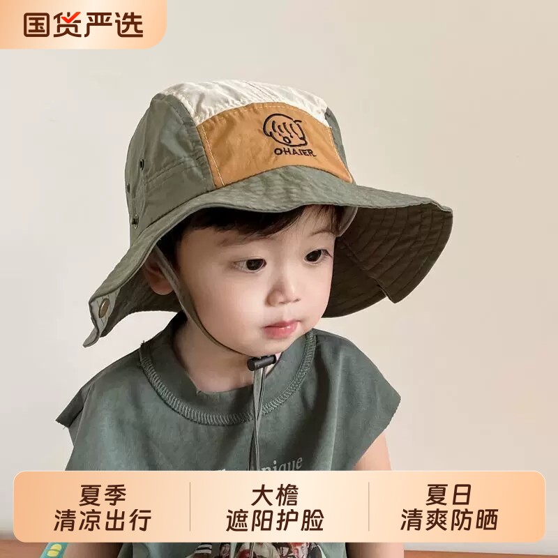 儿童帽子男孩帅气夏薄款遮阳帽防紫外线宝宝太阳帽露营户外登山帽图片