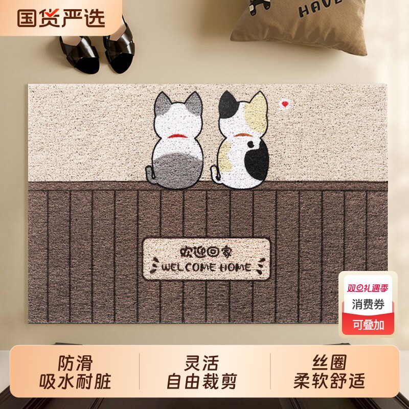 进门口垫易清洗卡通入户门丝圈防滑垫耐磨脚垫家用进门耐脏玄关