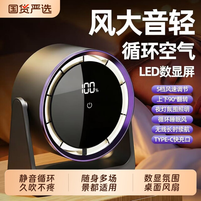 2026新款小型桌面台式超静音电风扇家用壁挂厨房降温神器无刷电机