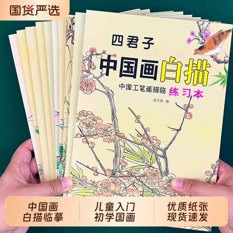 全套10册中国画白描入门描摹本国画工笔花卉人物美术套装画本工具描红书初学者画画临摹画册毛笔绘画练习教材