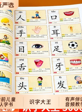 识字大王幼儿识字3000字学前儿童认字书幼儿园宝宝看图正版教材3—6岁书籍早教绘本启蒙用书学认识1200字象形识字卡片神器象形卡