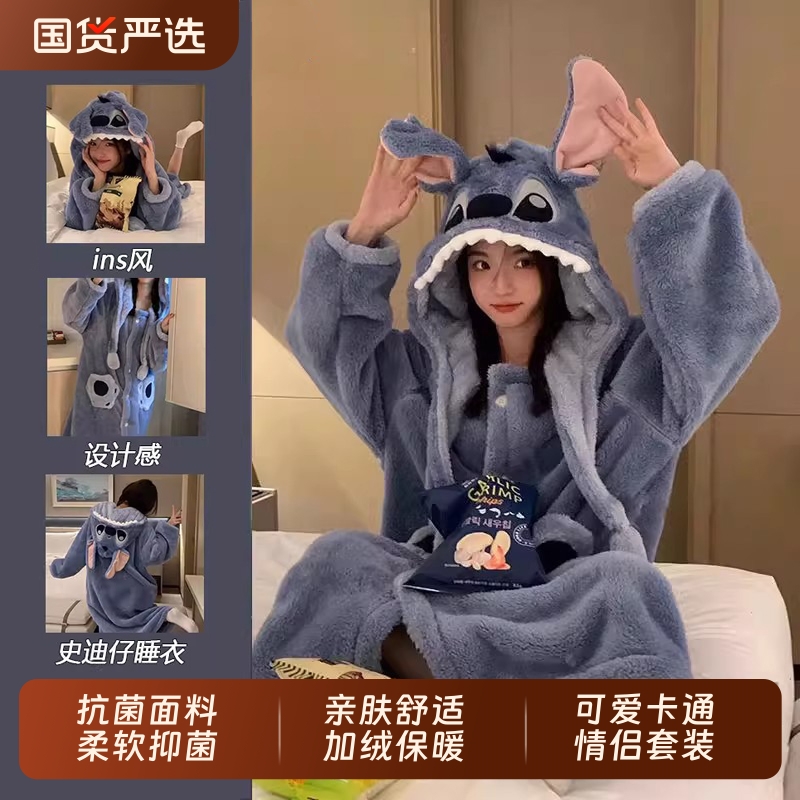 女款睡衣睡袍浴巾浴袍2025秋冬季新款珊瑚绒儿童卡通成人冬可外穿