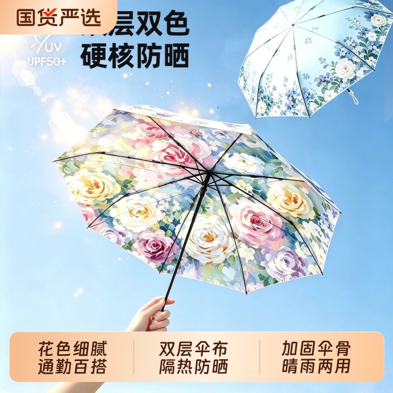 双层太阳伞防晒防紫外线女图片