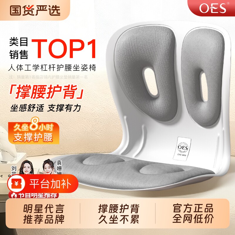 OES人体工学护腰坐垫腰靠垫坐姿椅腰部支撑靠垫办公护腰久坐神器