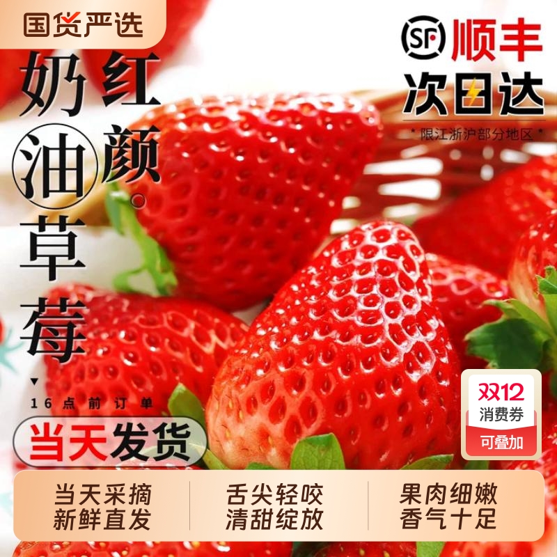 正宗红颜奶油草莓99红颜牛奶大奶油新鲜水果礼盒当季整箱包邮顺丰