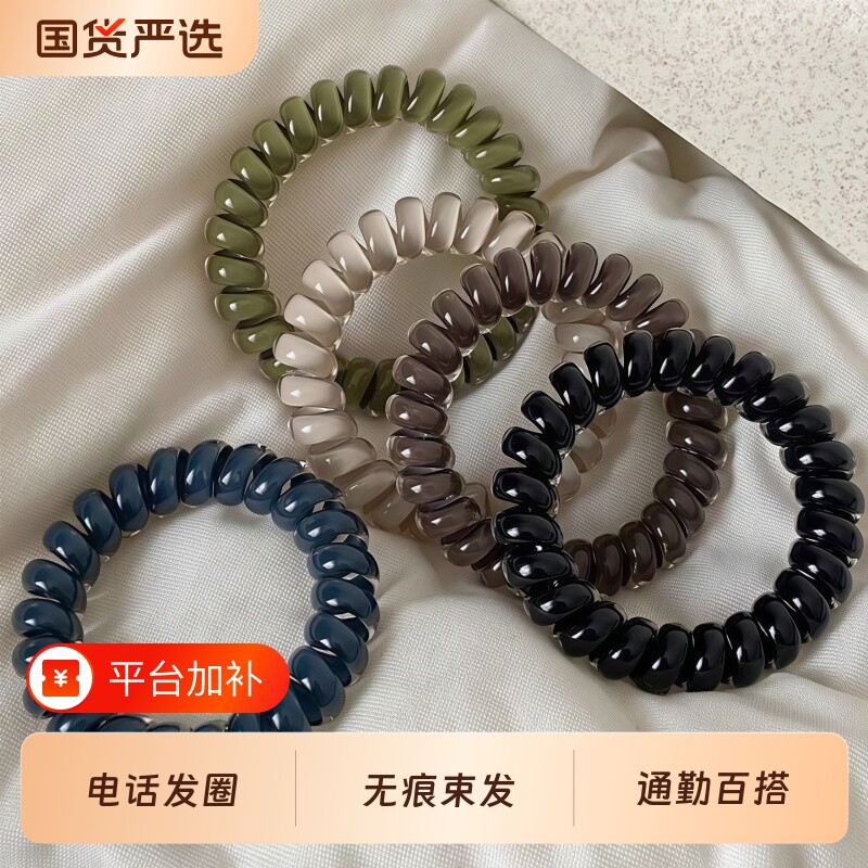 果冻色电话线发圈耐用简约高弹力扎头绳女时尚高马尾发绳皮筋头饰