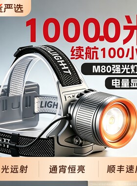 微笑鲨超亮充电头灯户外应急