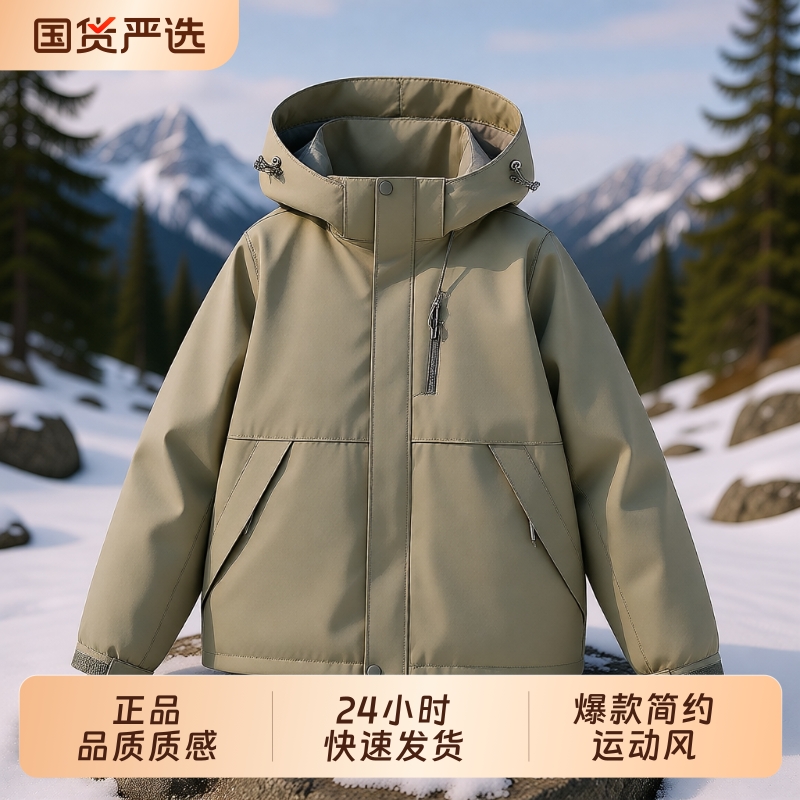 2025新款冲锋衣男款外套防风防水夹克男户外钓鱼登山服运动男黑色