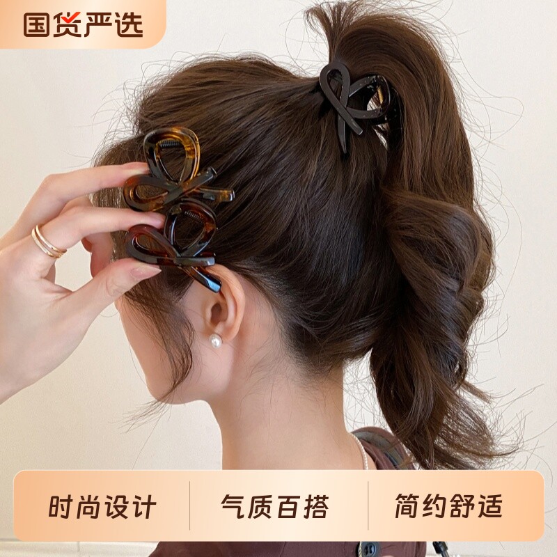 凹造型小号蝴蝶结发夹女迷你高马尾扎发抓夹气质简约百搭鲨鱼夹子