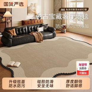 地毯客厅中古风2025新款法式复古免洗可擦轻奢高级地垫异形不规则