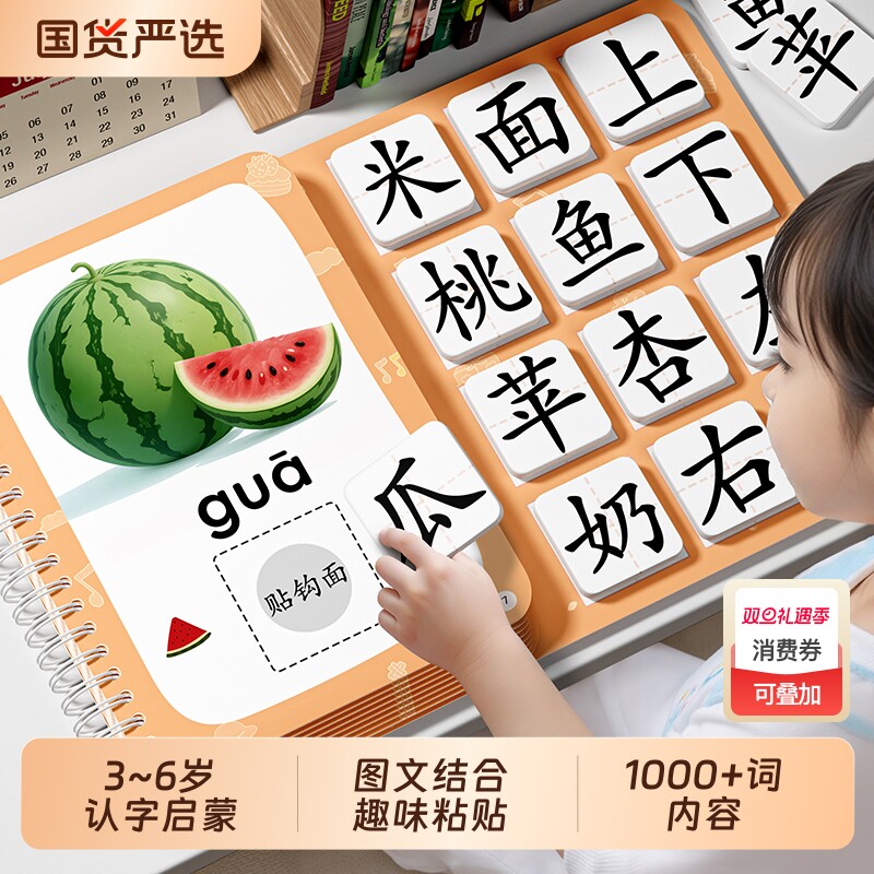 识字书幼儿认字启蒙2-6岁3宝宝早教安静书一年级儿童认知卡片看图