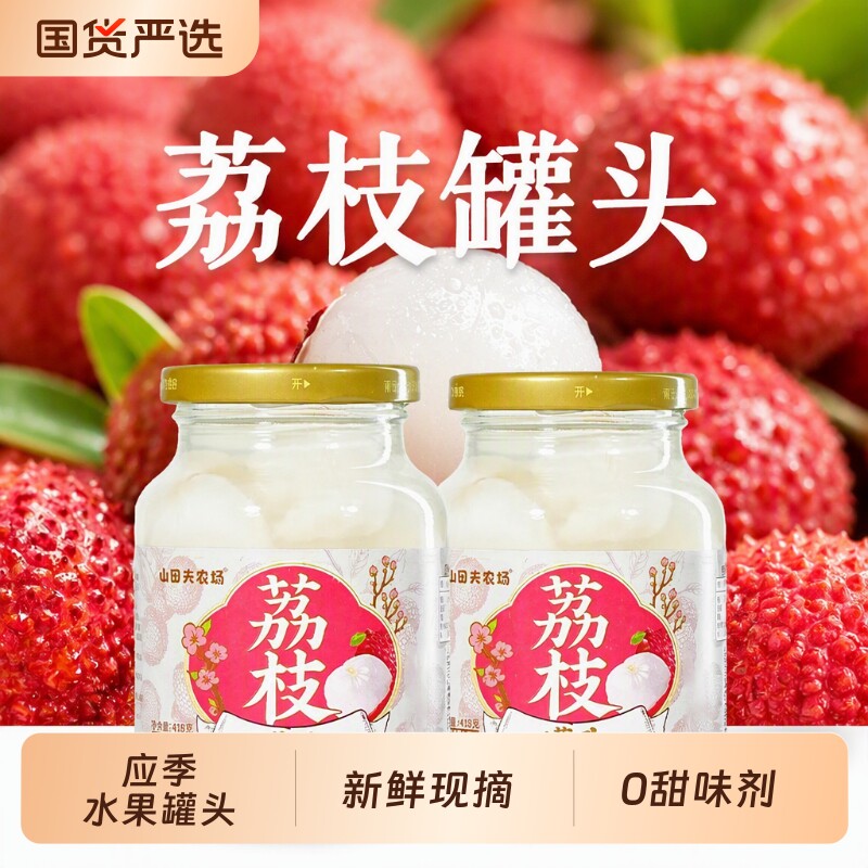 荔枝罐头418g*2罐水果罐头去核黄桃新鲜大罐菠萝杨梅农场山田鲜果图片