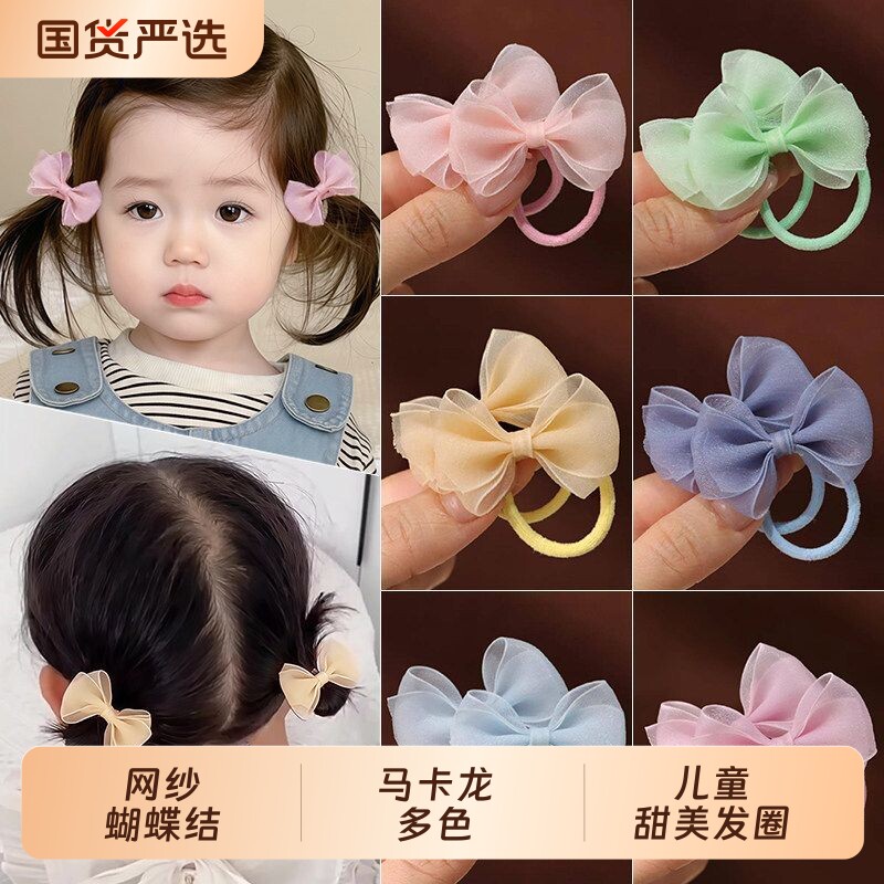 儿童网纱大蝴蝶结双层韩版蝴蝶结发夹女童发饰顶夹小女孩公主头花图片