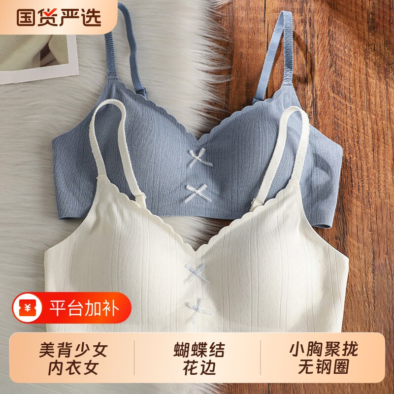美背少女文胸内衣女聚拢小胸不空杯2026新款防下垂吊带收副乳白色