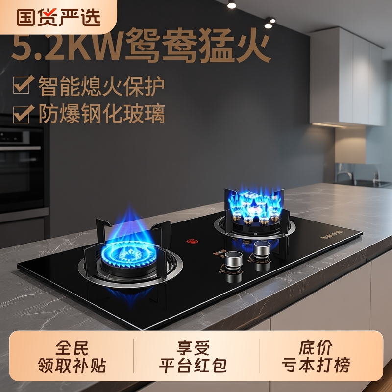 好太太燃气灶双灶家用猛火灶节能