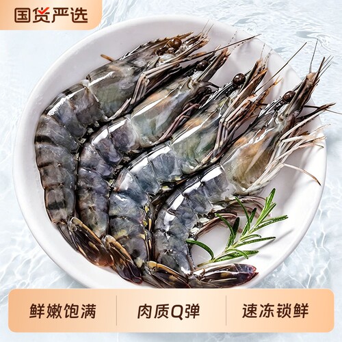 鲜活速冻黑虎虾2030规格大