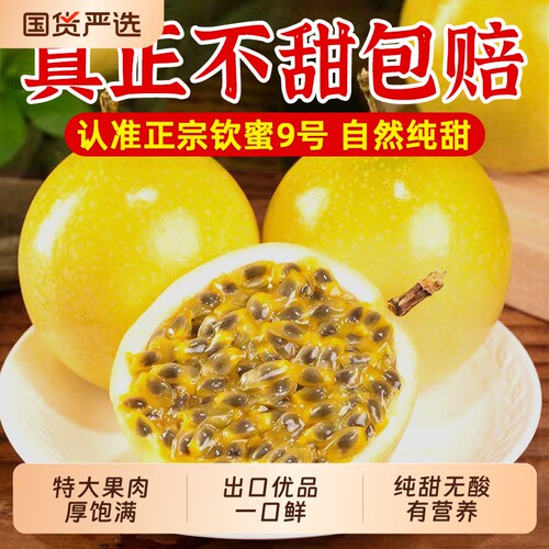 礼盒装 广西钦蜜9号百香果新鲜水果包邮5斤特大果纯甜一级黄金果