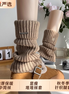 堆堆袜子袜套女款秋冬季加厚保暖中筒袜显瘦针织腿套配雪地靴长袜