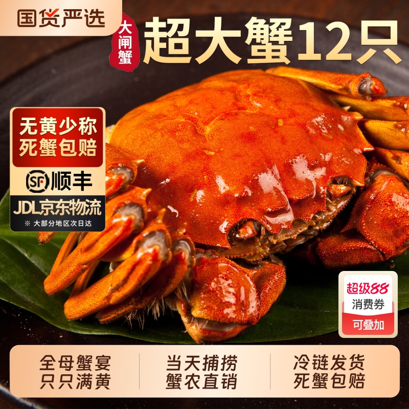 鲜活特大12只大闸蟹|129人收藏