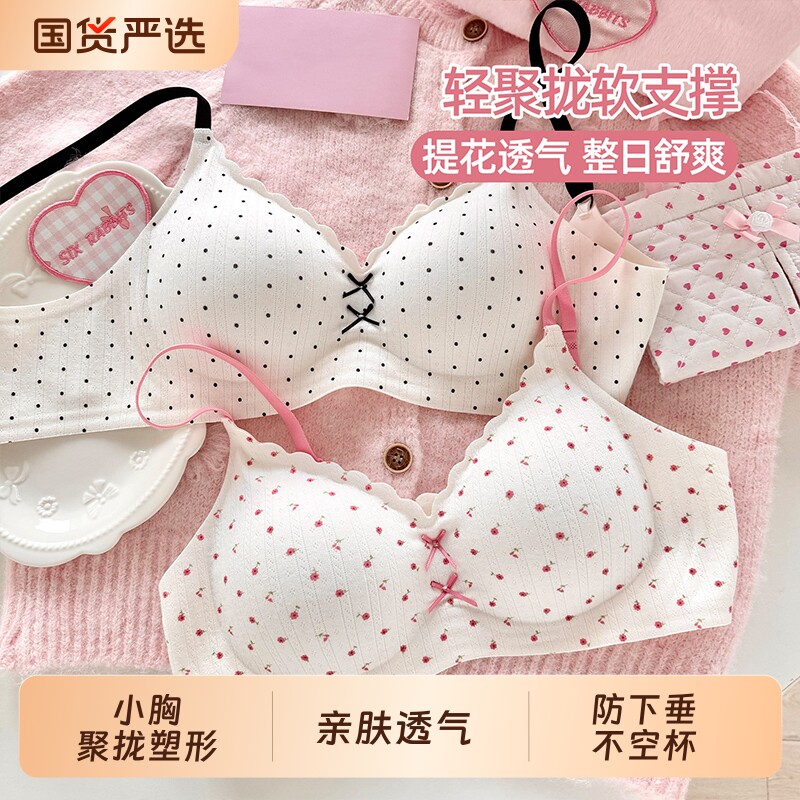 内衣女小胸聚拢无钢圈文胸软支撑收副乳上托防下垂少女甜美风胸罩