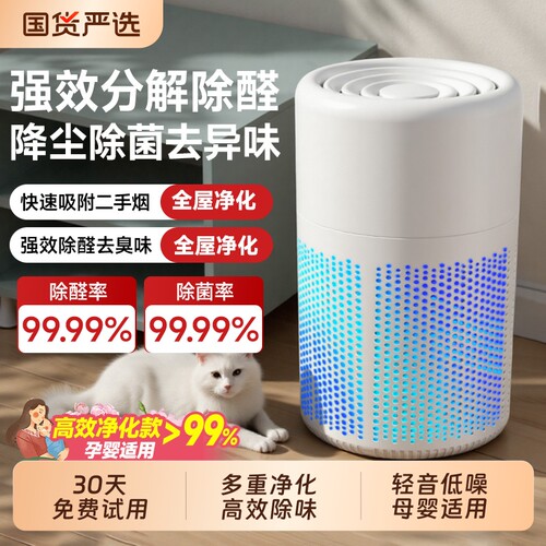 空气净化器家用除甲醛除臭负离子去烟味猫毛净化机除醛二手烟桌面